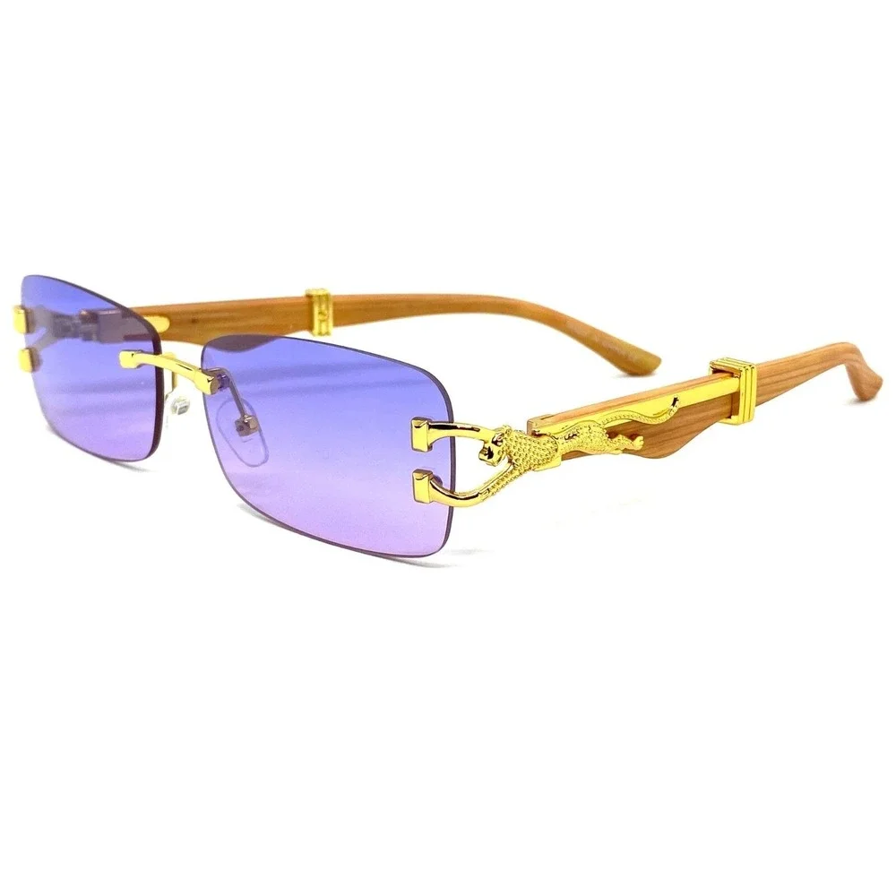 Men Square Sunglasses Purple Lens Hip Hop Summer Festival High Fashion Cholo New